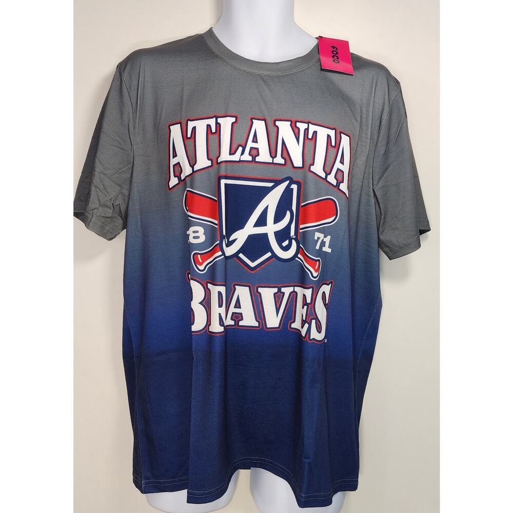 Atlanta Braves Gradient Tee FOCO MLB Graphic Shirt Men’s L NWT‎
